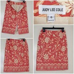 Judy Lee Cole Salmon & Blush Pencil Skirt Size 6